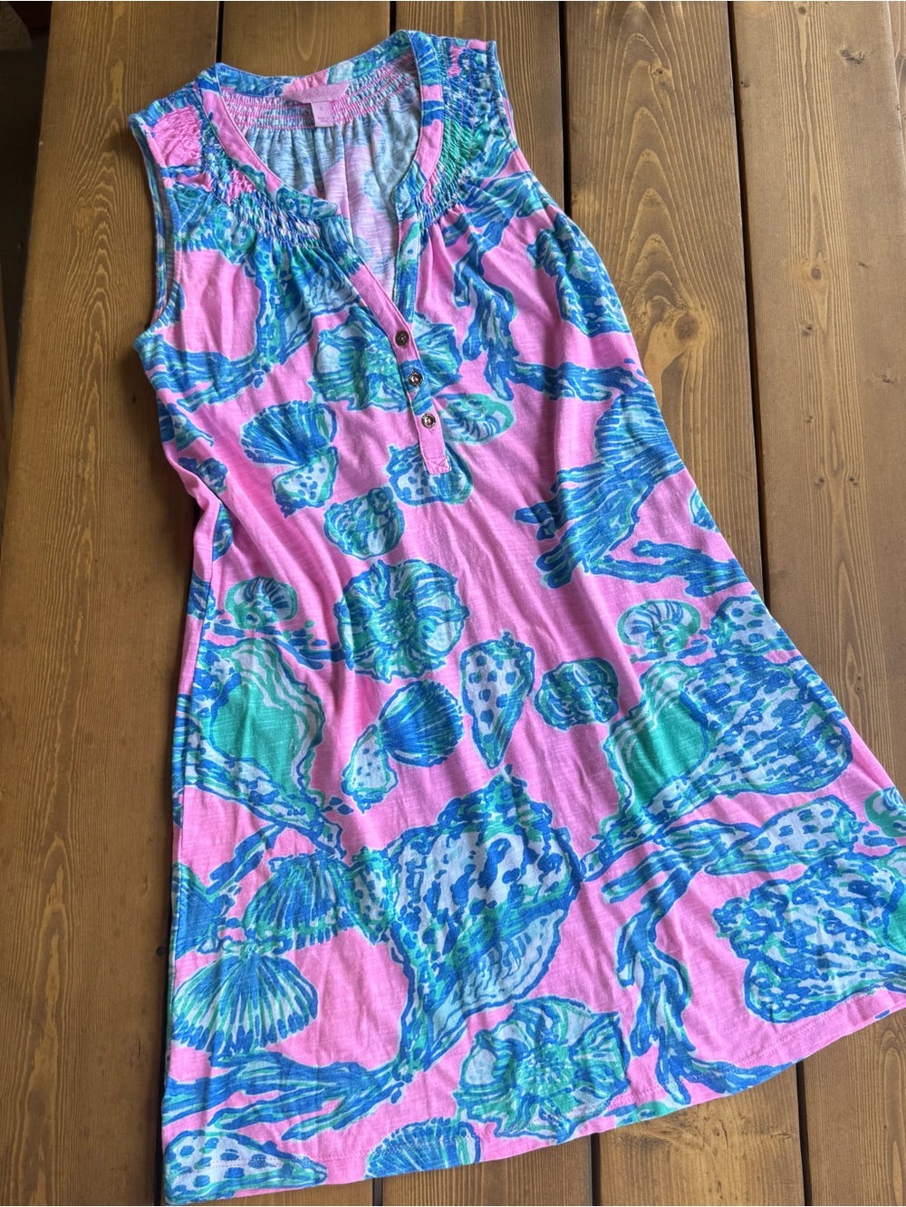 Lilly Pulitzer Shell We Dance Print Tunic Dress S Pink Blue Green